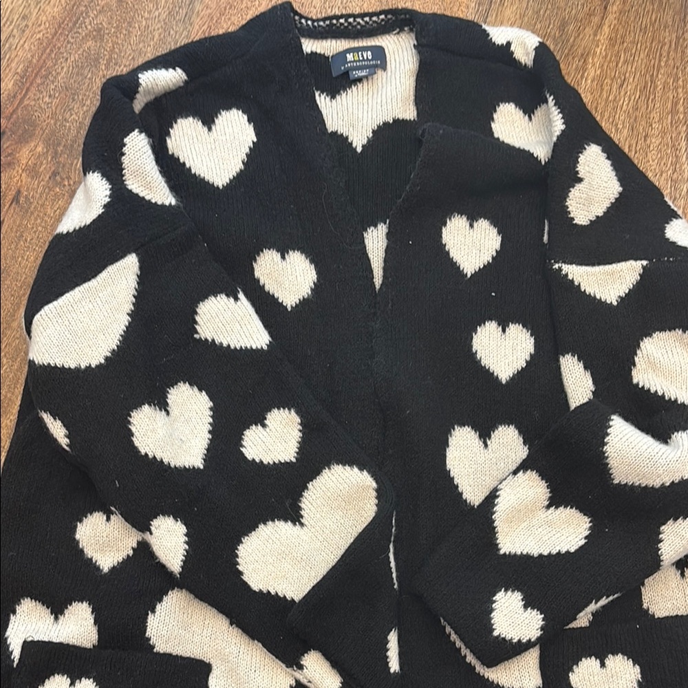 Maeve Black and Cream Heart Cardigan